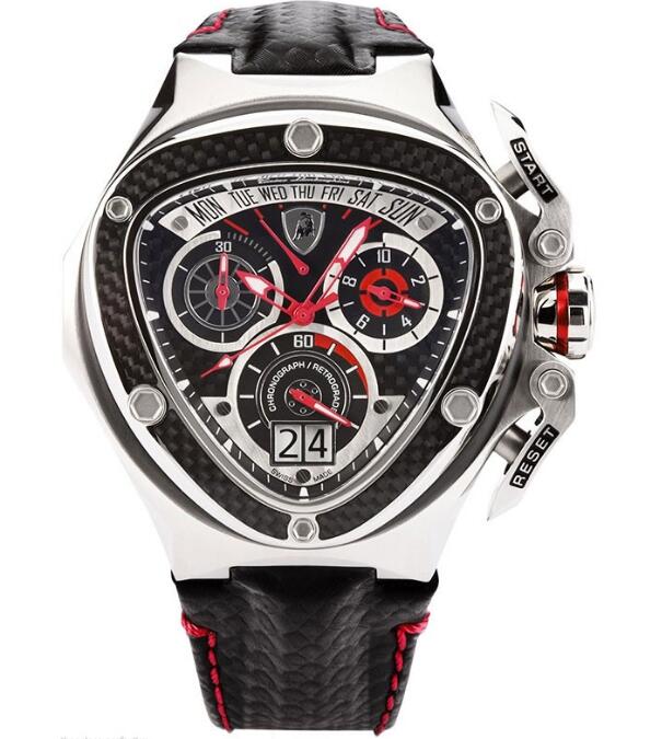 Lamborghini Spyder 3000 Chronograph Black Dial Leather Men's Watch 3020
